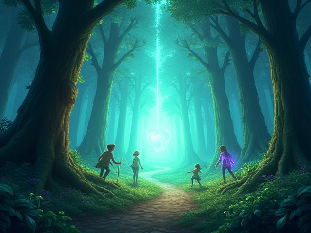Key art of ForestBound game featuring enchanted forest with magical creatures